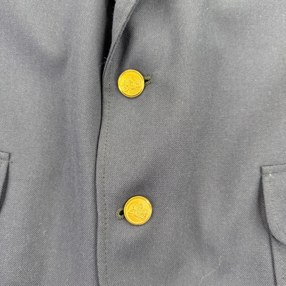 VTG Stafford Men's Sport Coat Blazer Two Button Navy Blue Polyester Wool 46L - Picture 2 of 9